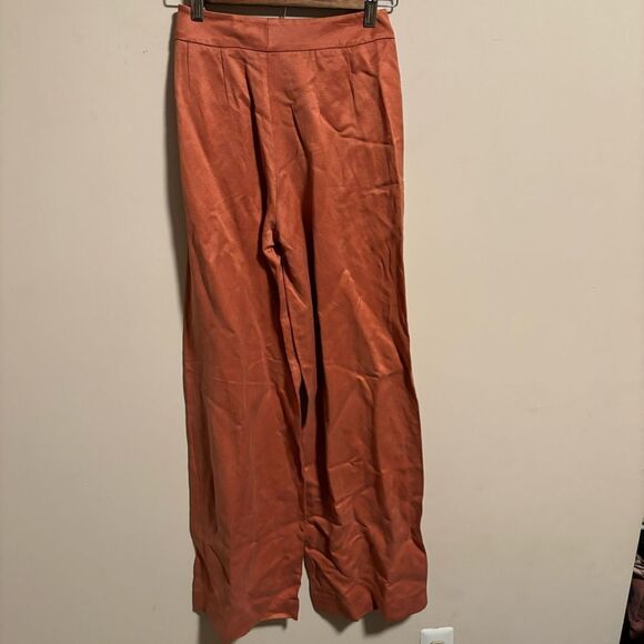 Aritzia Wilfred Effortless Linen Wide Leg Pant Warm Sienna Red- Size 0 - Picture 8 of 12